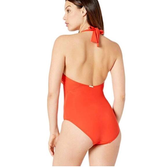 RALPH LAUREN Halter Bleach Club Ruffle Halter One-Piece Swimsuit Red 6 NWT - Picture 2 of 6